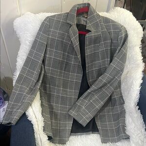 Classic Gray Plaid Men's Blazer